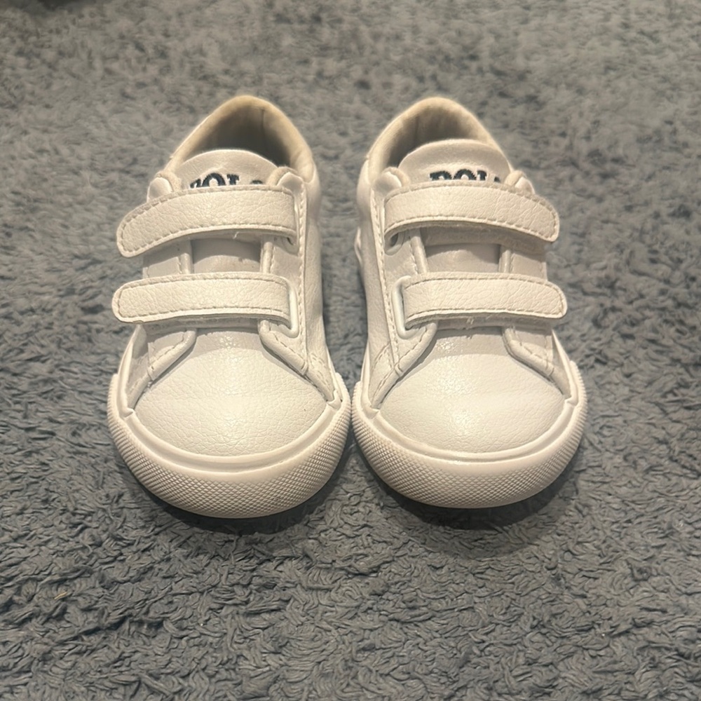 Ralph Lauren Polo White Sneakers with Velcro Straps